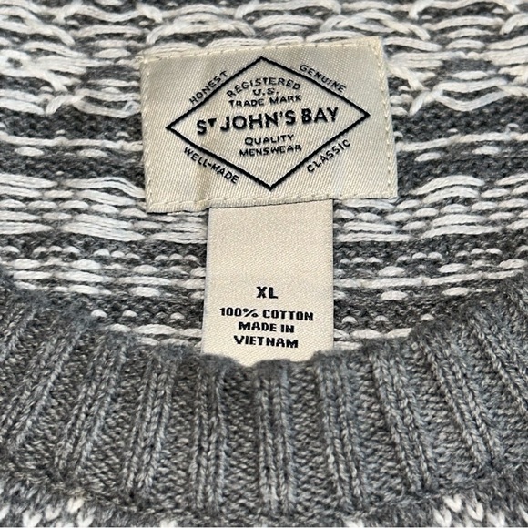 Men's Winter Sweater Deer Forest Landscape XL Xmas Holiday Festive Grey - Picture 3 of 9